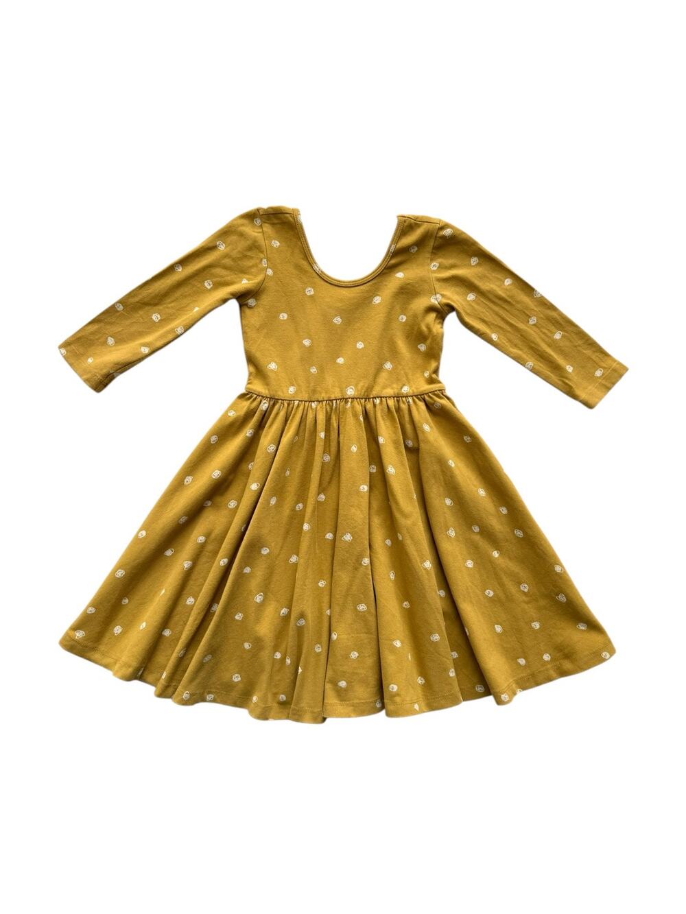 Alice + Ames Mustard Squiggly Dot Long Sleeve Ballet Dress Size 5